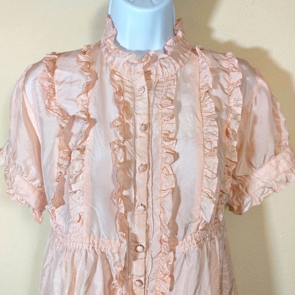 Eduardo Blanco Tops - Eduardo Blanco 100% Silk Regency Vibe Ruffled Top, Size Large